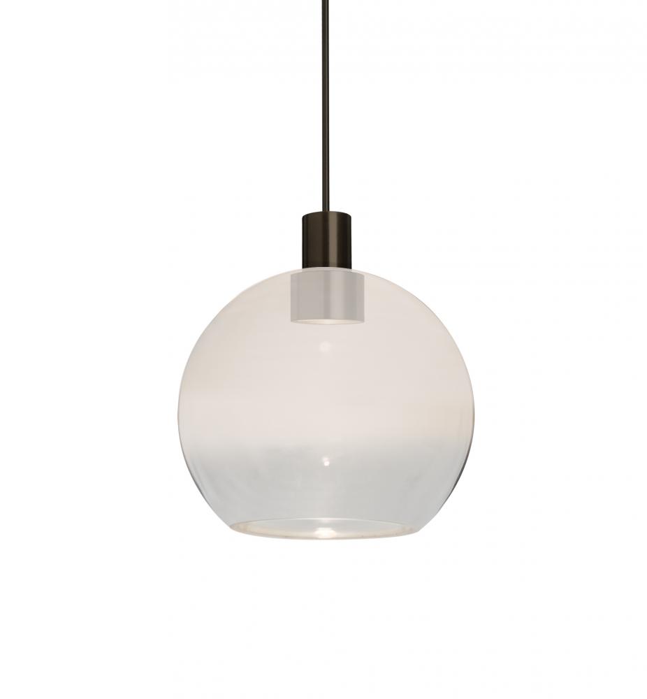 Besa, Newton 6 Cord Pendant, Milky White/Clear, Bronze Finish, 1x3W LED