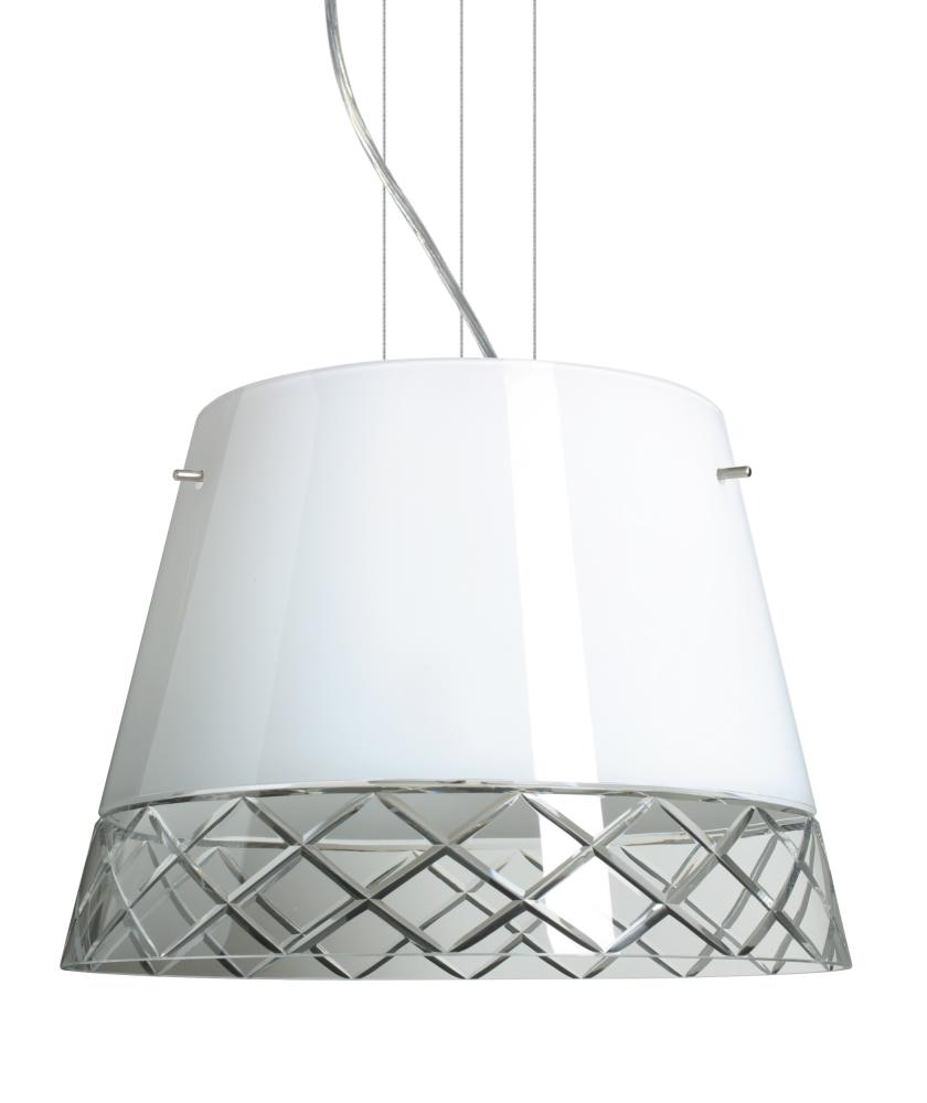 Besa Amelia 15 LED Pendant 1KV White/Hand-Cut Satin Nickel 3x11W LED