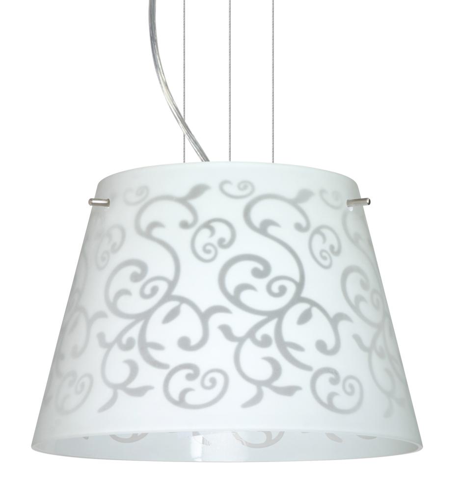 Besa Amelia 12 LED Pendant 1KG White Damask Satin Nickel 1x11W LED