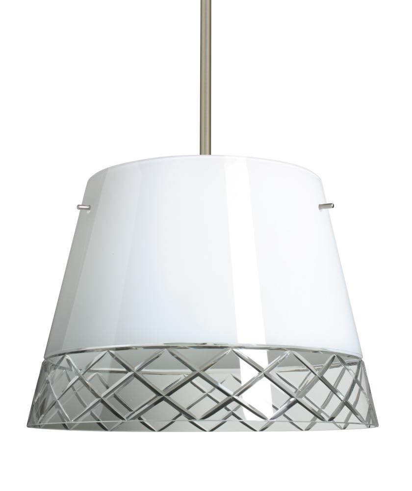 Besa Amelia 15 LED Pendant 1KT White/Hand-Cut Satin Nickel 3x11W LED