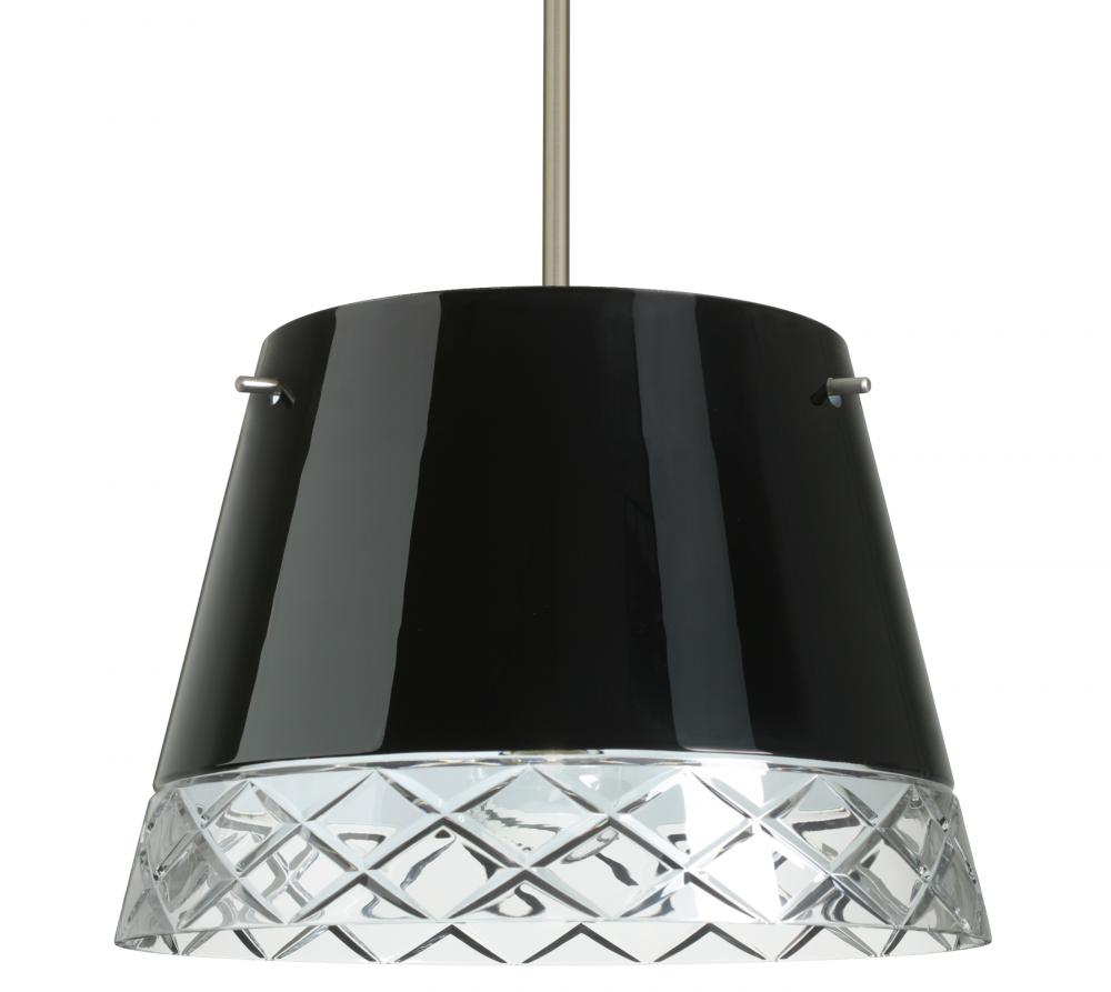 Besa Stem Pendant Amelia 18 Satin Nickel Black/Hand-Cut 3x100W A19