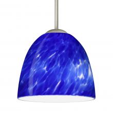 Besa Lighting 1BT-757286-LED-SN-L - Besa Sasha LED Pendant Blue Cloud Satin Nickel 1x9W LED, 15Ft. Cord