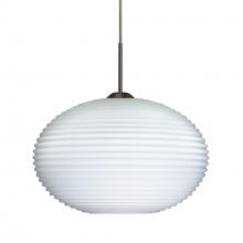 Besa Lighting 1JC-491207-BR-L - Besa Pendant Pape 10 Bronze Opal Ribbed 1x75W Medium Base, 15Ft. Cord