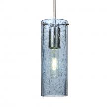 Besa Lighting 1JC-JUNI10BL-SN-L - Besa, Juni 10 Cord Pendant, Blue Bubble, Satin Nickel, 1x60W Medium Base, 15Ft. Cord