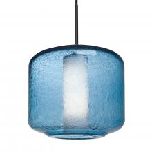 Besa Lighting 1JC-NILES10BO-BK - Besa Niles 10 Pendant, Blue Bubble/Opal, Black Finish, 1x60W MAX E26 Base