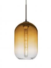 Besa Lighting 1JC-OMEGA12AM-EDIL-BR - Besa, Omega 12 Cord Pendant, Amber/Clear, Bronze Finish, 1x4W LED Filament LED Filame