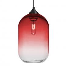 Besa Lighting 1JC-OMEGA12RD-BK - Besa, Omega 12 Cord Pendant,Red/Clear, Black Finish, 1x60W MAX E26 Base