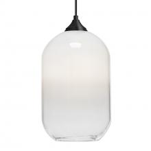 Besa Lighting 1JT-OMEGA12WH-BK - Besa, Omega 12 Cord Pendant,White/Clear, Black Finish, 1x60W MAX E26 Base