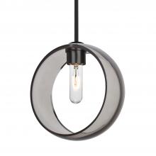 Besa Lighting 1TT-MANASM-BK-NI - Besa Mana Pendant, Smoke, Black Finish, 1x60W MAX E26 Base