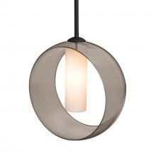 Besa Lighting 1TT-PLATOSM-BK - Besa, Plato Stem Pendant, Smoke/Opal, Black Finish, 1x60W MAX E26 Base