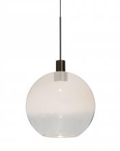 Besa Lighting 1XC-NEWTON8WC-LED-BR - Besa, Newton 8 Cord Pendant, Milky White/Clear, Bronze Finish, 1x3W LED