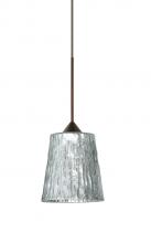 Besa Lighting 1XT-5125SF-LED-BR - Besa Pendant Nico 4 Bronze Stone Silver Foil 1x5W LED