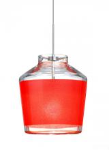 Besa Lighting 1XP-PIC6RD-SN - Besa Pendant Pica 6 Satin Nickel Red Sand 1x50W Halogen