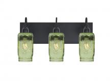 Besa Lighting 3WG-MILO4GR-BK - Besa Milo 4 Vanity, Green, Black Finish, 3x60W Medium Base