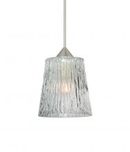 Besa Lighting X-512500-LED-SN-L - Besa Pendant For Multiport Canopy Nico 4 Satin Nickel Clear Stone 1x5W LED, 15Ft. Cor