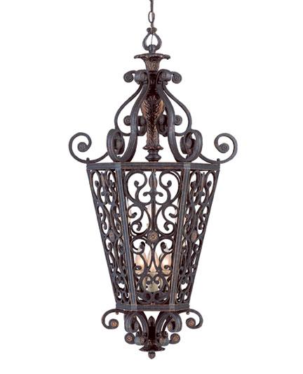 Six Light Antique Copper Finish Candle - Cream Candle Open Frame Foyer Hall Fixture