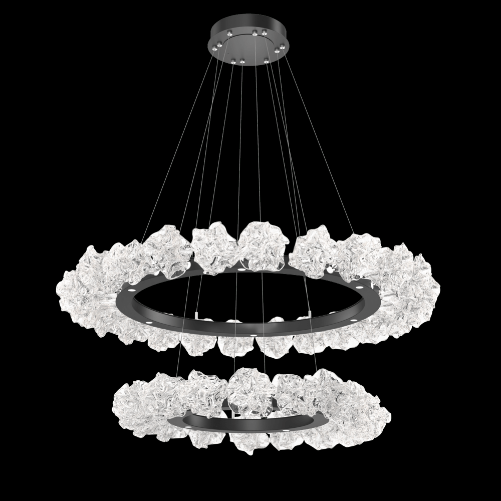 Two Tier Blossom Ring Chandelier - 2B-Matte Black