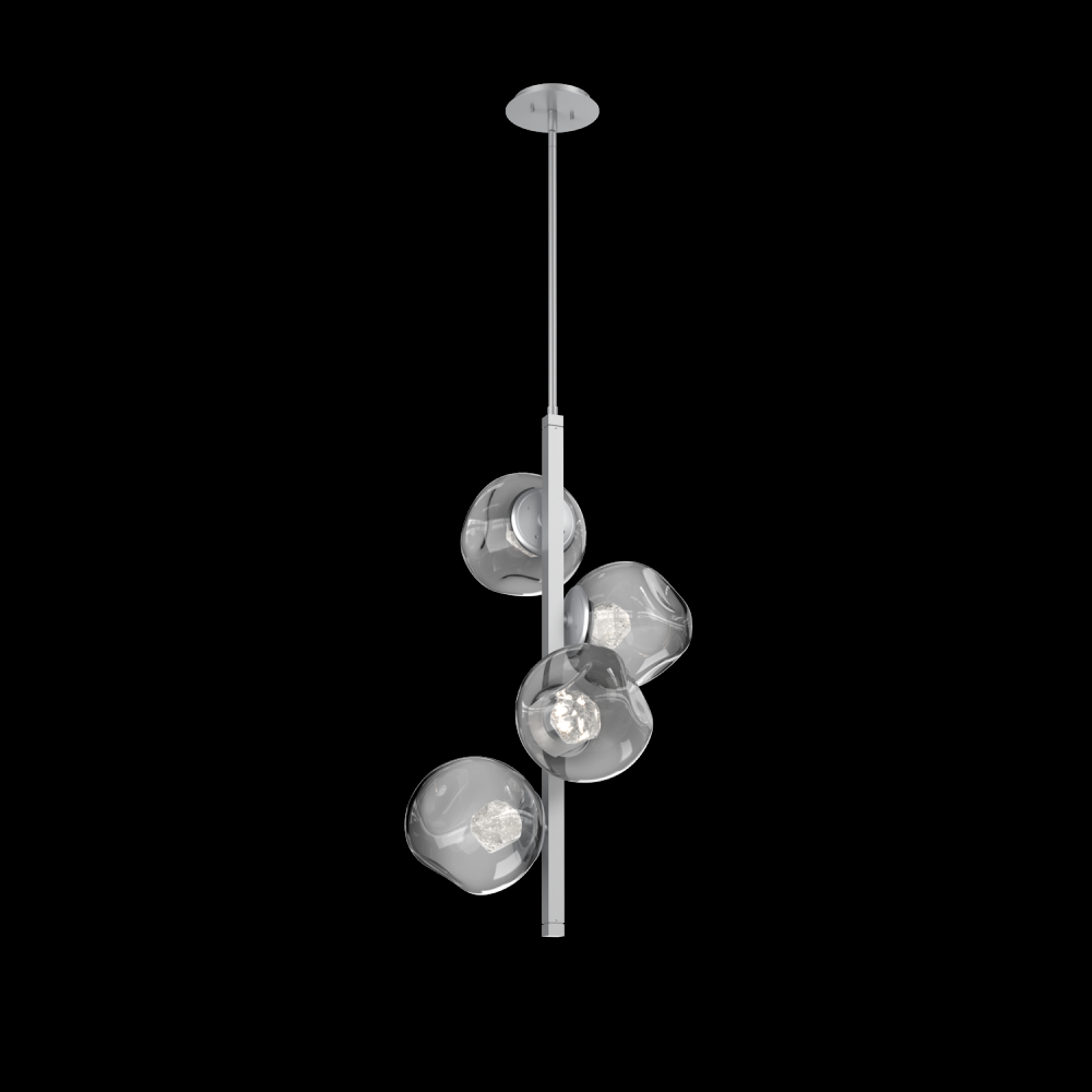 Luna 4pc Twisted Vine-Classic Silver-Zircon Inner - Smoke Outer-Threaded Rod Suspension-LED 2700K