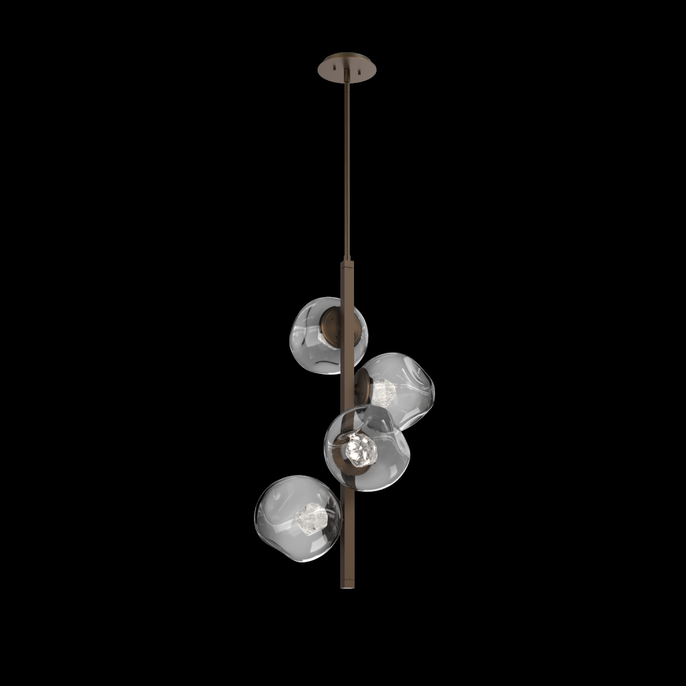 Luna 4pc Twisted Vine-Flat Bronze-Zircon Inner - Smoke Outer-Threaded Rod Suspension-LED 2700K