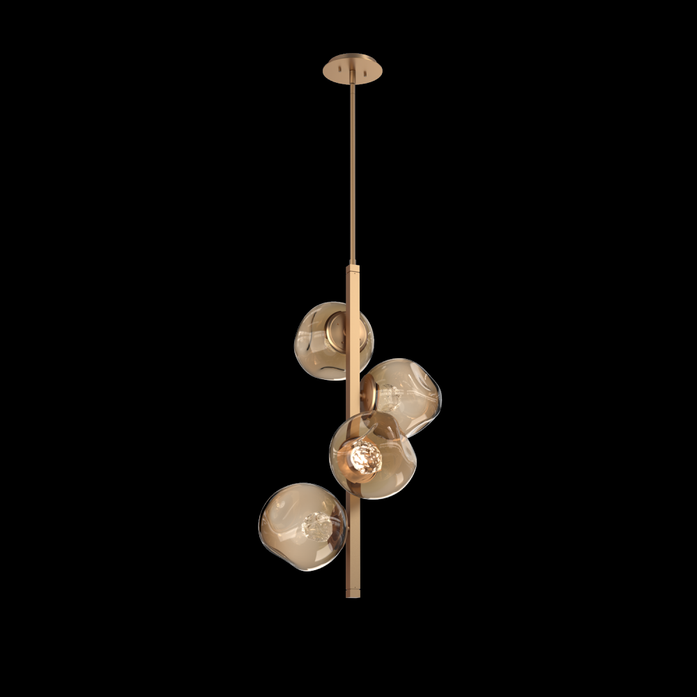 Luna 4pc Twisted Vine-Novel Brass-Floret Inner - Bronze Outer-Threaded Rod Suspension-LED 2700K