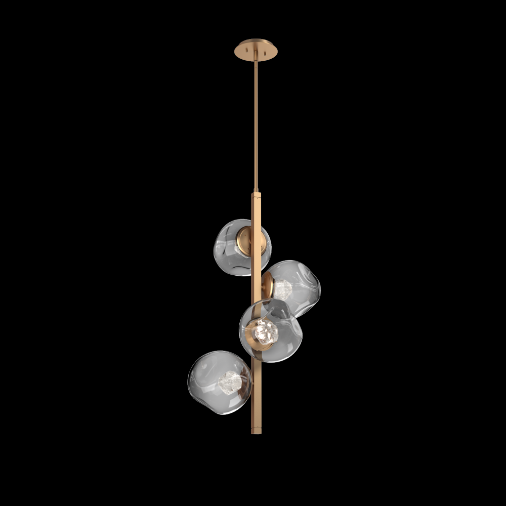 Luna 4pc Twisted Vine-Novel Brass-Zircon Inner - Smoke Outer-Threaded Rod Suspension-LED 3000K