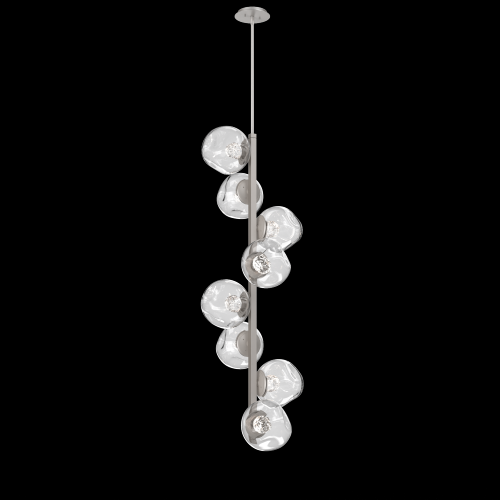 Luna 8pc Twisted Vine-Beige Silver-Floret Inner - Clear Outer-Threaded Rod Suspension-LED 2700K