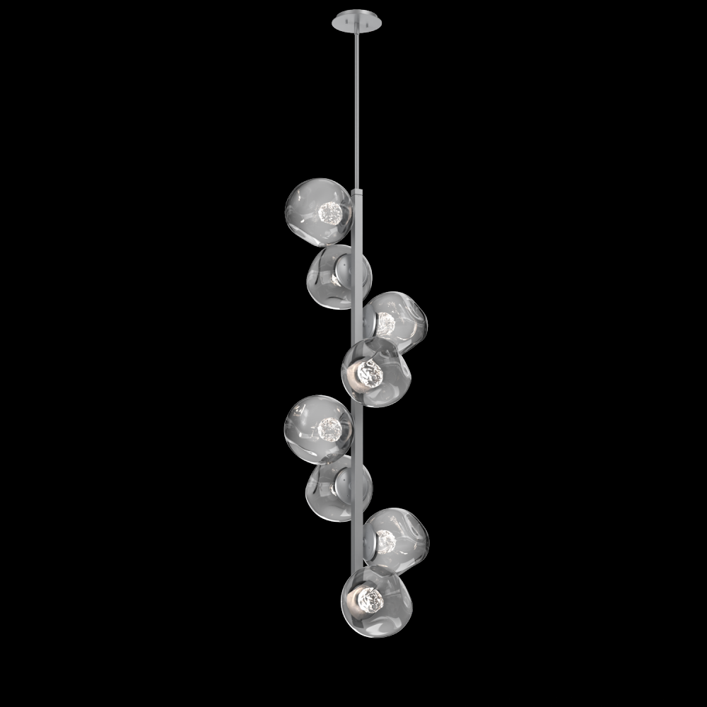 Luna 8pc Twisted Vine-Classic Silver-Floret Inner - Smoke Outer-Threaded Rod Suspension-LED 3000K