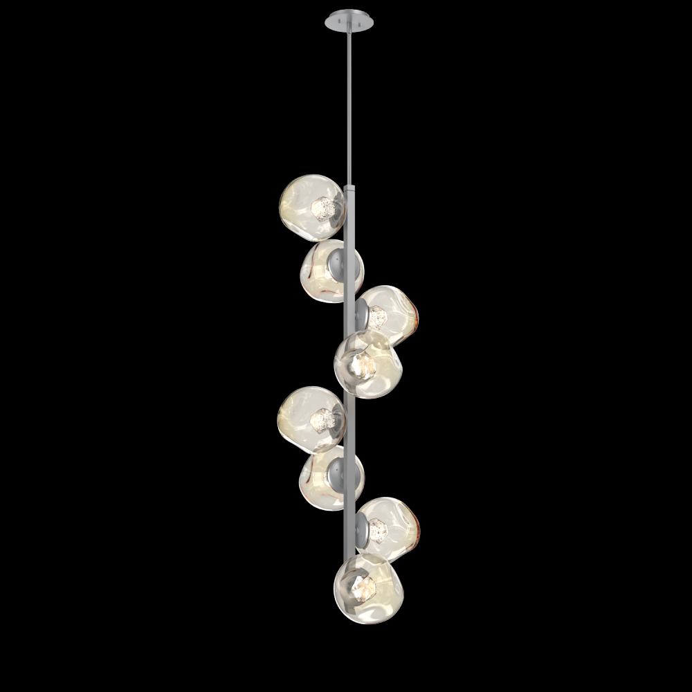Luna 8pc Twisted Vine-Classic Silver-Zircon Inner - Amber Outer-Threaded Rod Suspension-LED 2700K