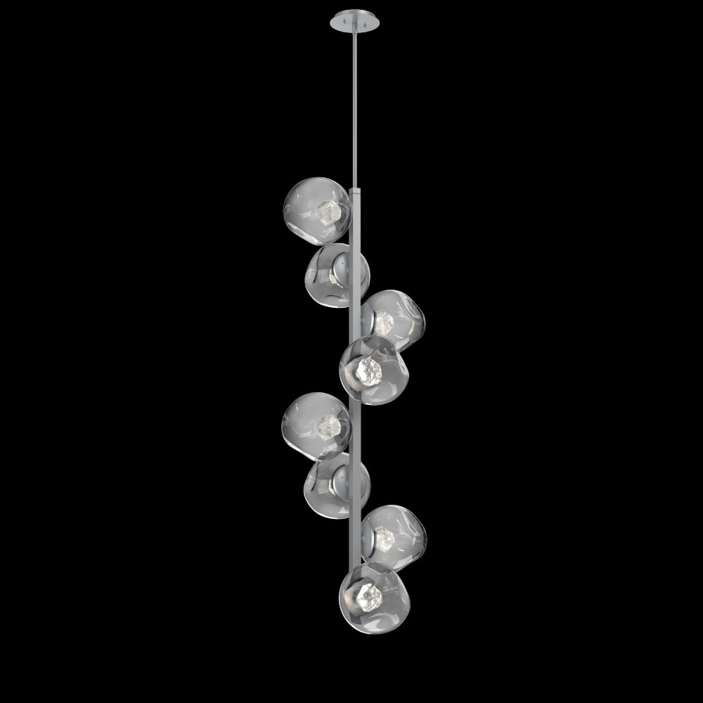 Luna 8pc Twisted Vine-Classic Silver-Zircon Inner - Smoke Outer-Threaded Rod Suspension-LED 2700K