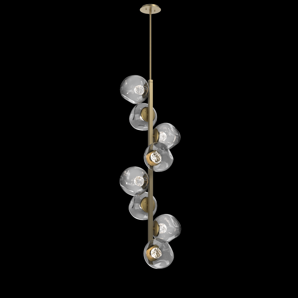 Luna 8pc Twisted Vine-Gilded Brass-Floret Inner - Smoke Outer-Threaded Rod Suspension-LED 2700K