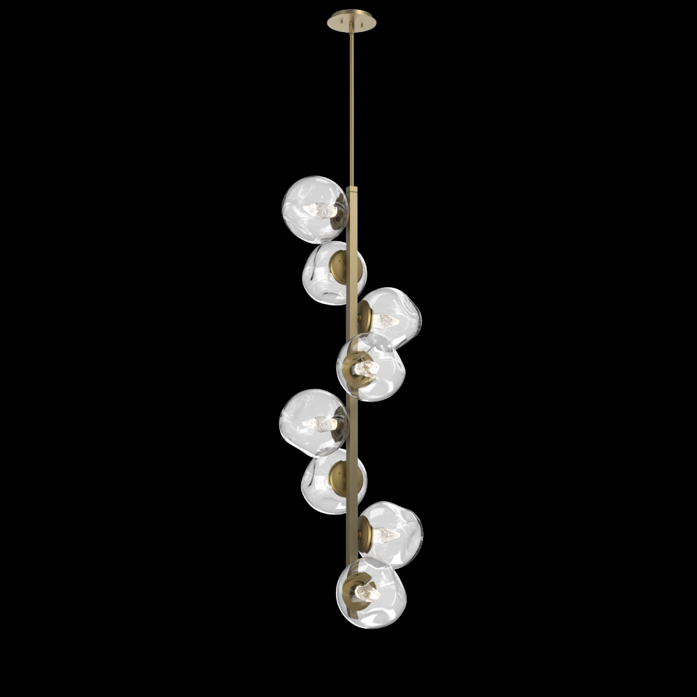 Luna 8pc Twisted Vine-Gilded Brass-Geo Inner - Clear Outer-Threaded Rod Suspension-LED 3000K