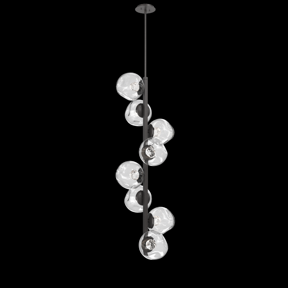 Luna 8pc Twisted Vine-Graphite-Floret Inner - Clear Outer-Threaded Rod Suspension-LED 3000K