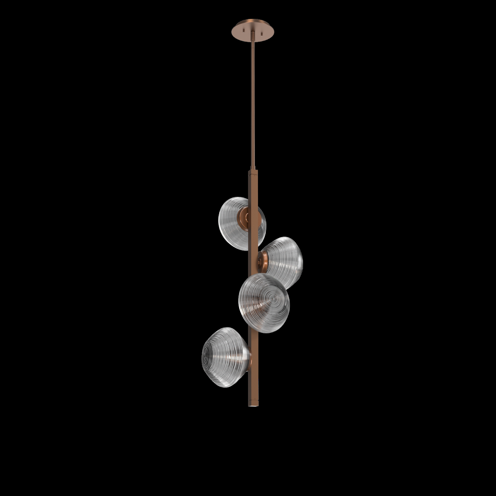 Mesa 4pc Twisted Vine-Burnished Bronze-Smoke Blown Glass-Threaded Rod Suspension-LED 2700K