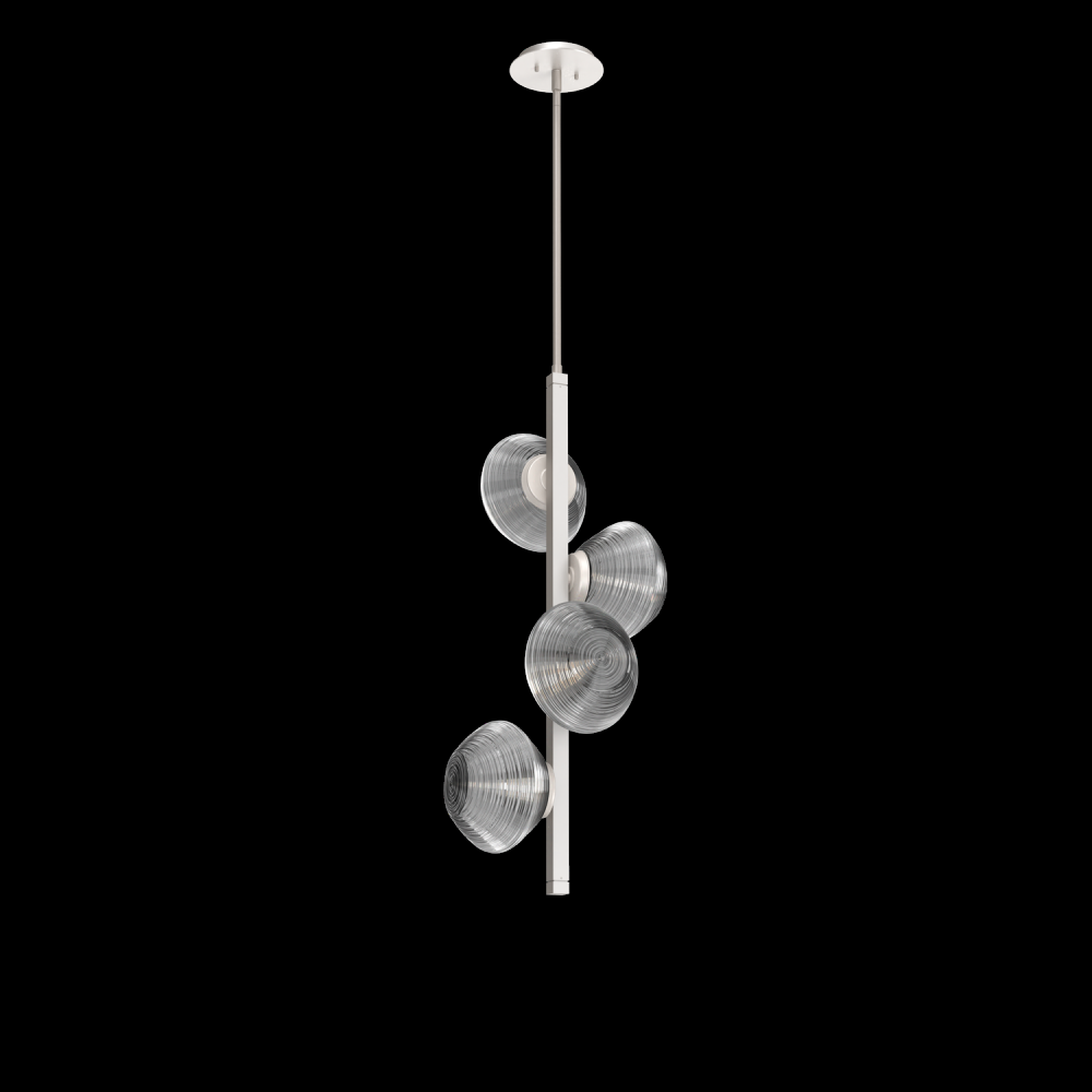 Mesa 4pc Twisted Vine-Beige Silver-Smoke Blown Glass-Threaded Rod Suspension-LED 2700K