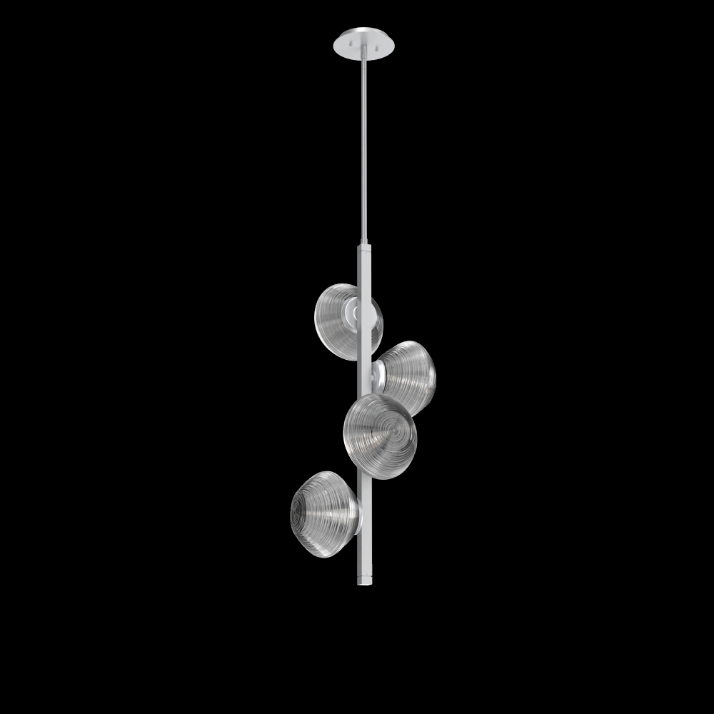 Mesa 4pc Twisted Vine-Classic Silver-Smoke Blown Glass-Threaded Rod Suspension-LED 2700K