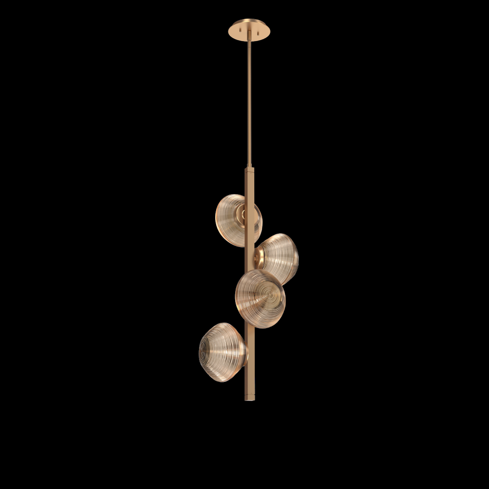 Mesa 4pc Twisted Vine-Novel Brass-Bronze Blown Glass-Threaded Rod Suspension-LED 2700K