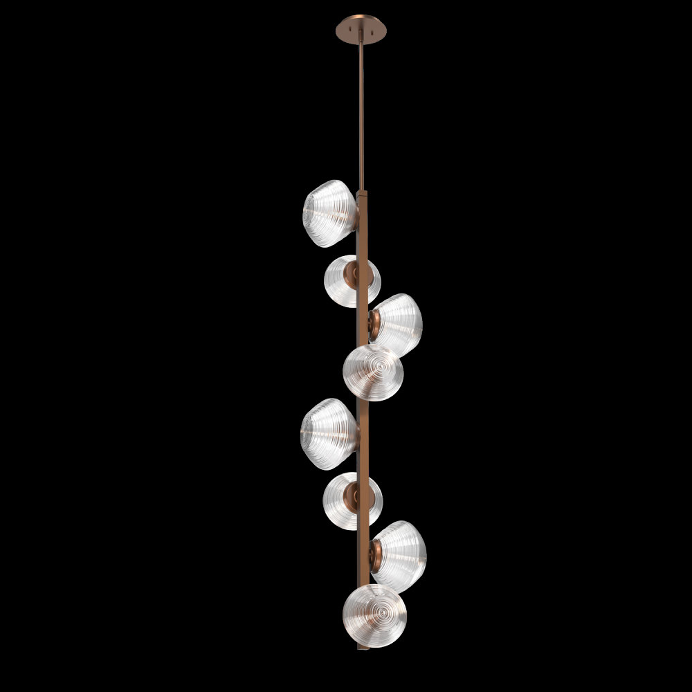 Mesa 8pc Twisted Vine-Burnished Bronze-Clear Blown Glass-Threaded Rod Suspension-LED 3000K