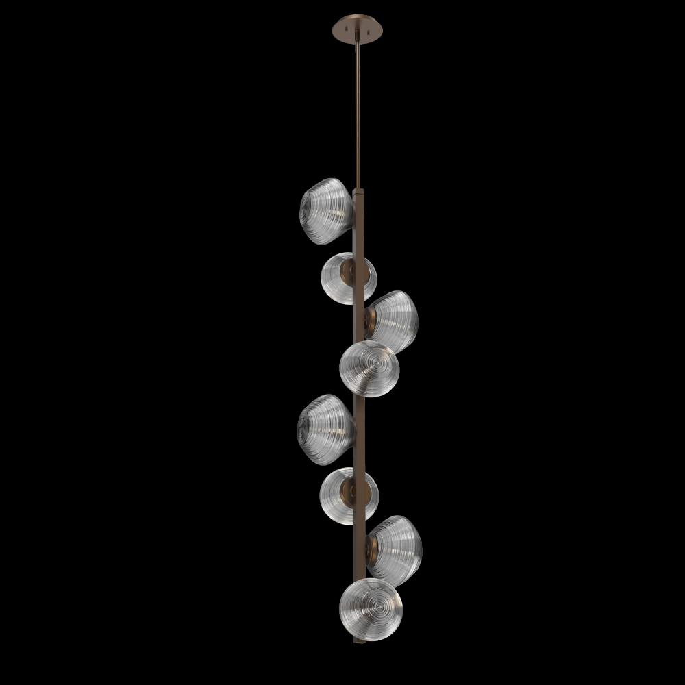 Mesa 8pc Twisted Vine-Flat Bronze-Smoke Blown Glass-Threaded Rod Suspension-LED 2700K