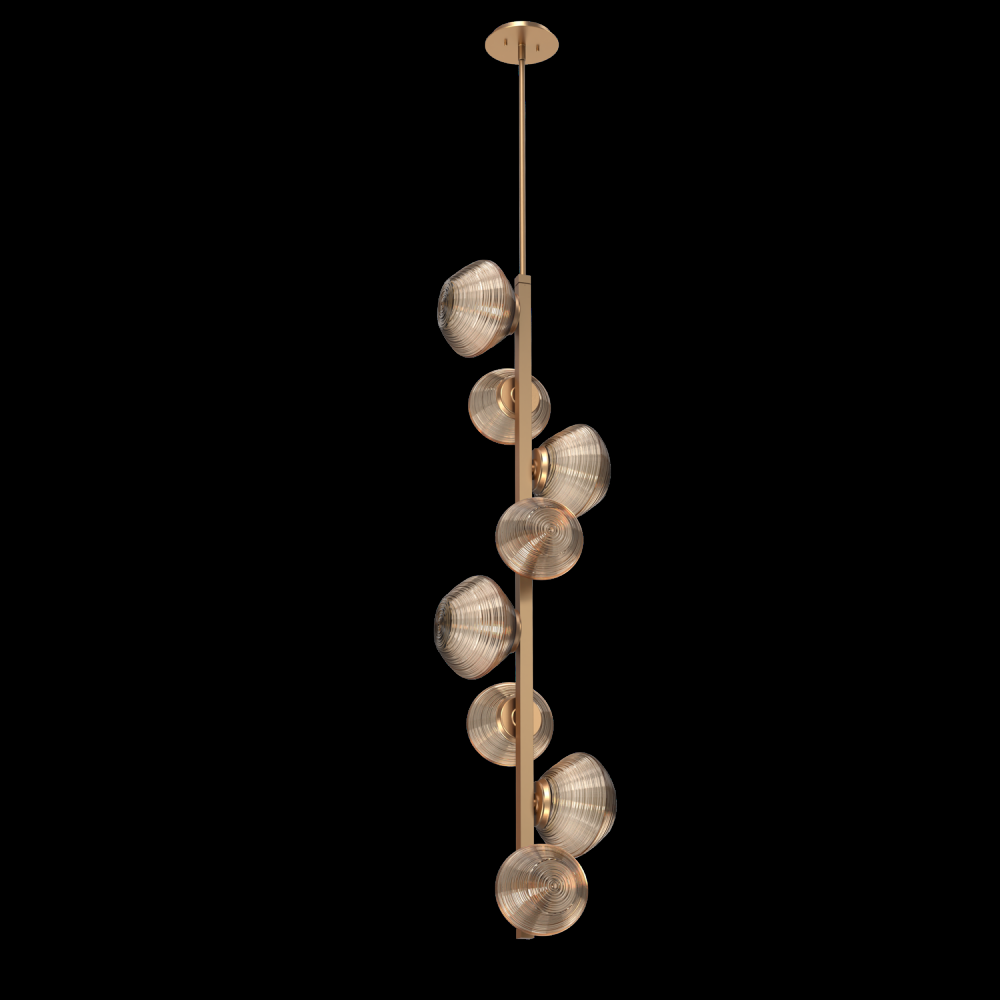 Mesa 8pc Twisted Vine-Novel Brass-Bronze Blown Glass-Threaded Rod Suspension-LED 2700K