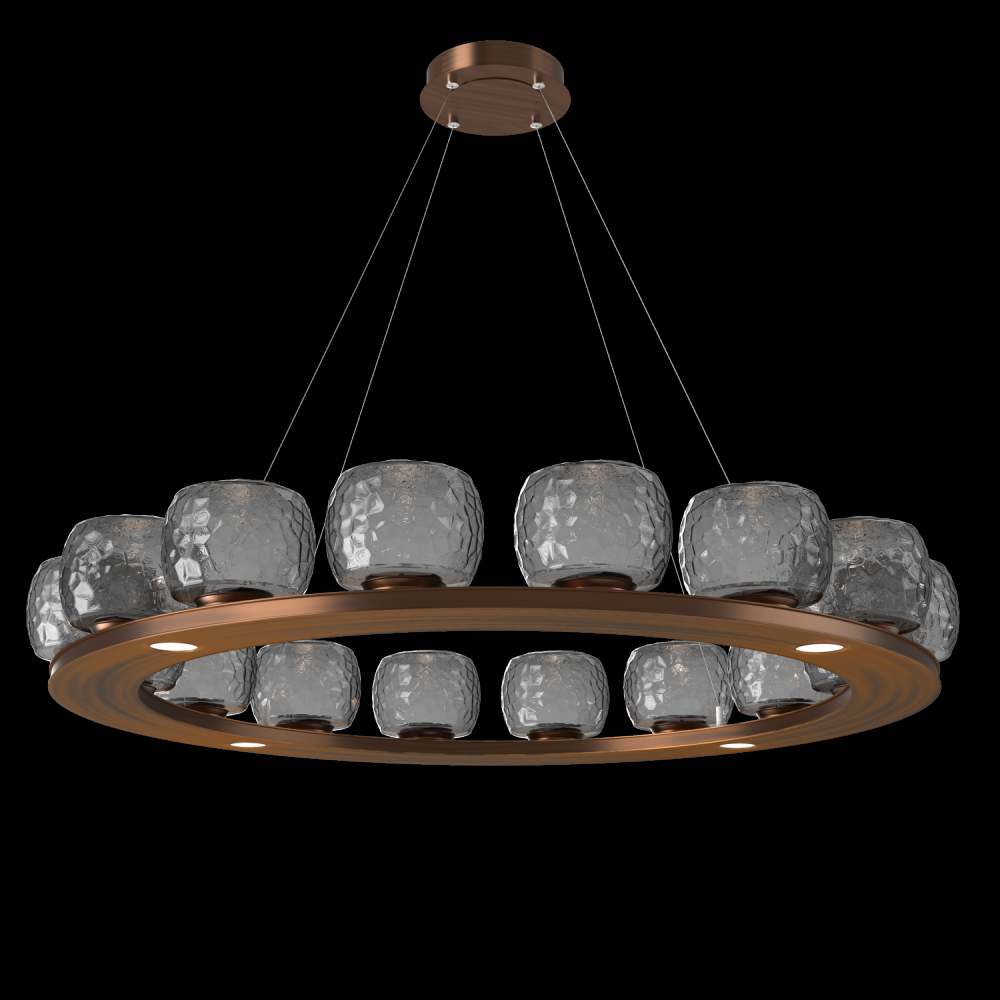 Vessel 48-inch Platform Ring-Oil Rubbed Bronze-Smoke Blown Glass-Stainless Cable-LED 2700K