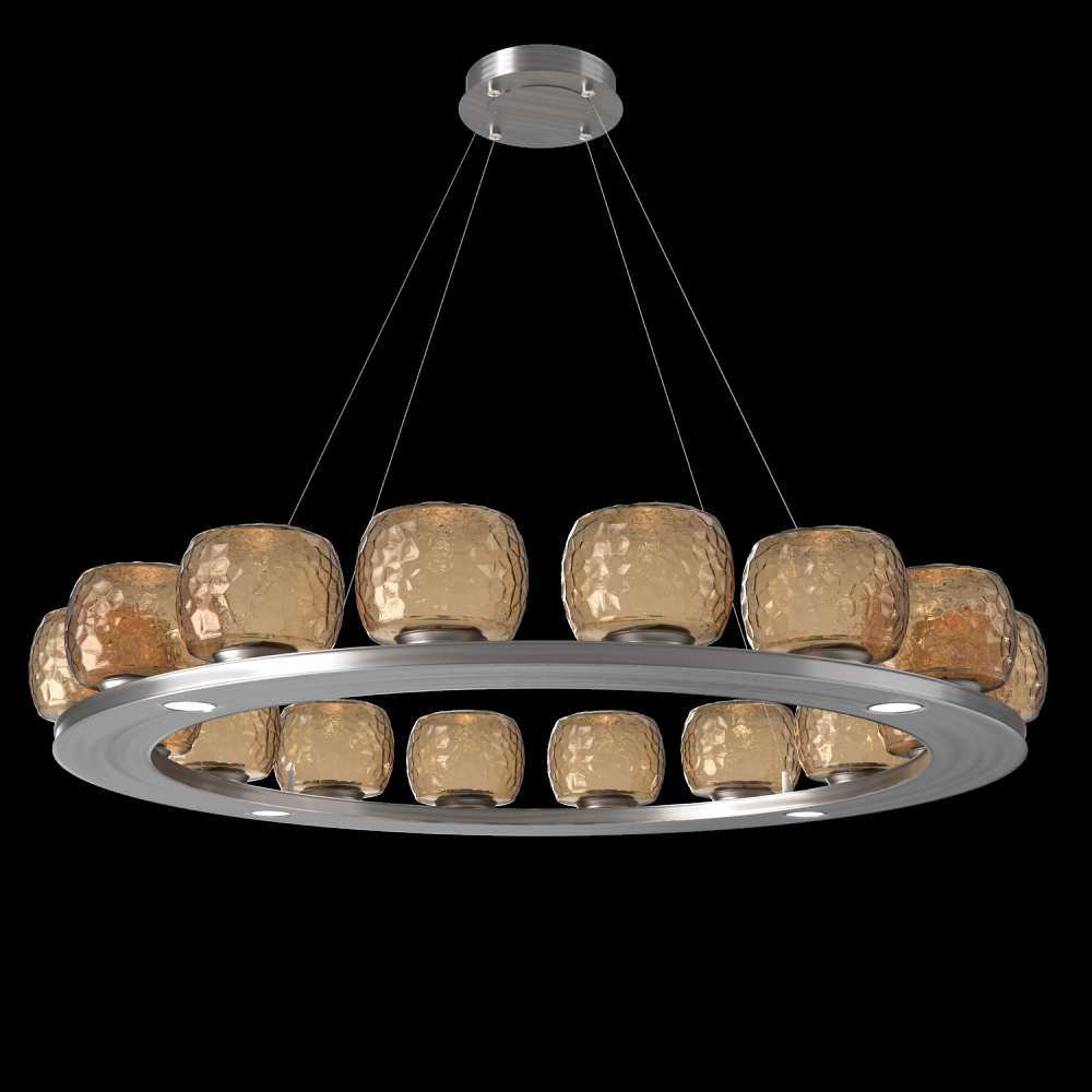 Vessel 48-inch Platform Ring-Satin Nickel-Bronze Blown Glass-Stainless Cable-LED 2700K