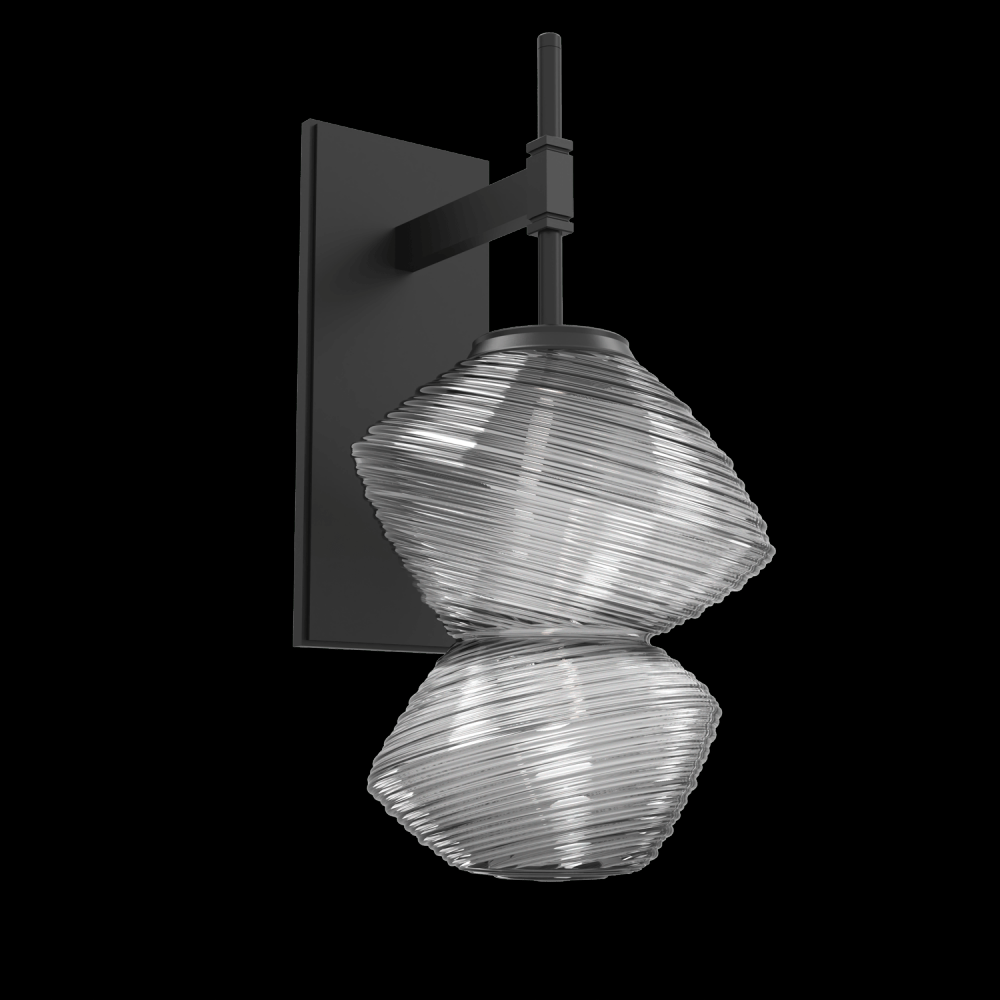 Mesa Sconce-Matte Black-Smoke Blown Glass