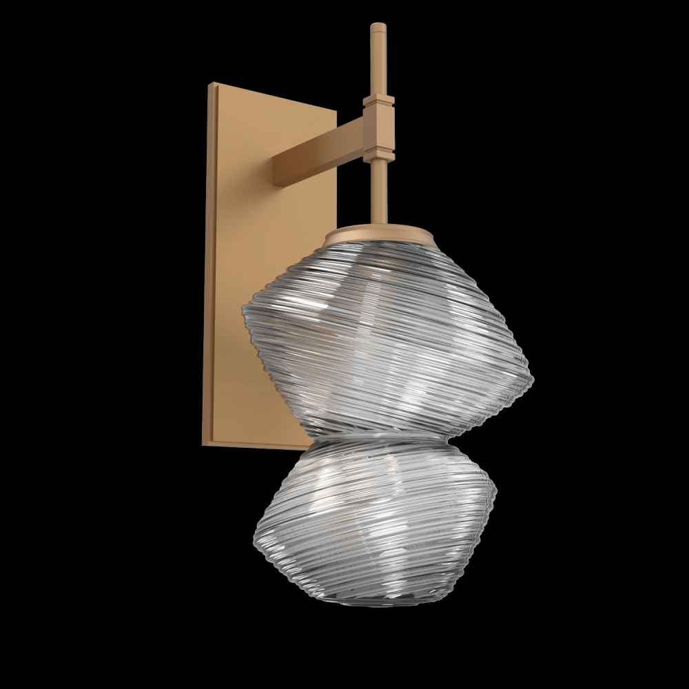 Mesa Sconce-Novel Brass-Smoke Blown Glass