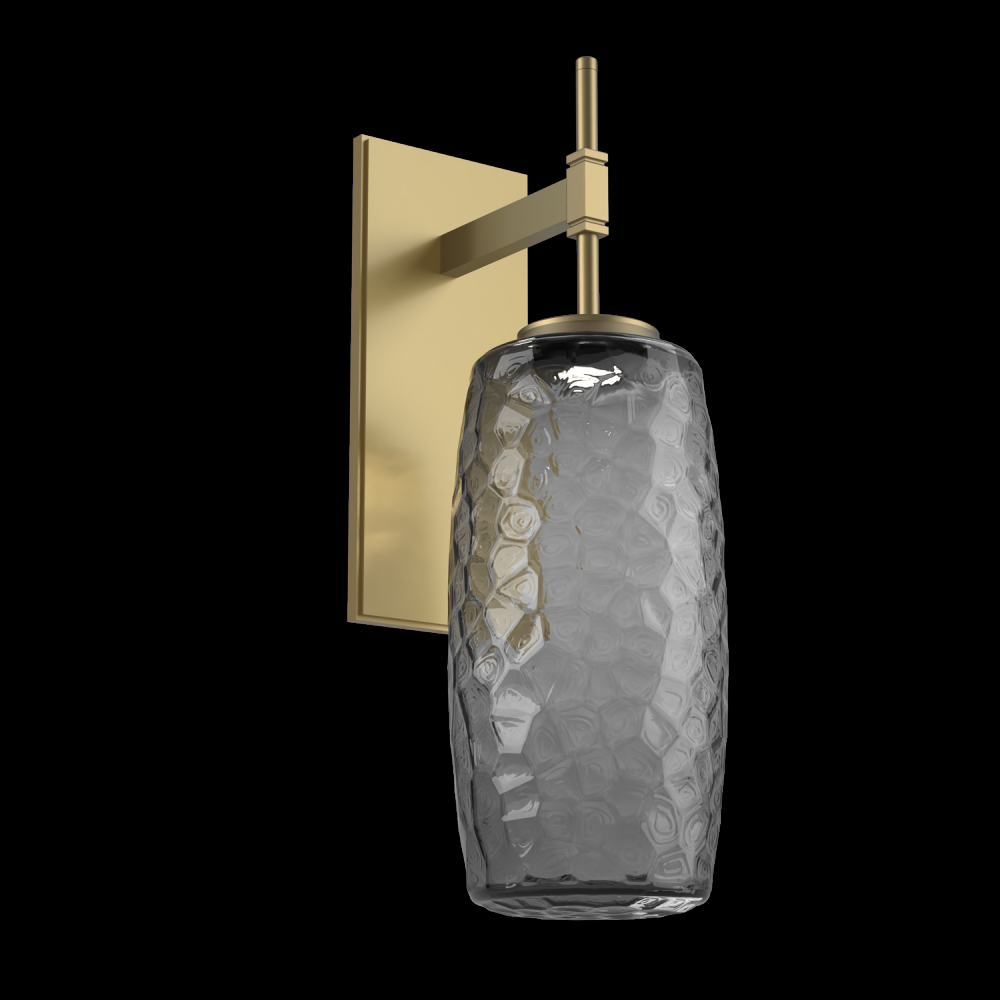 Vessel Tempo Sconce (Large)-Gilded Brass-Smoke Blown Glass-LED 2700K