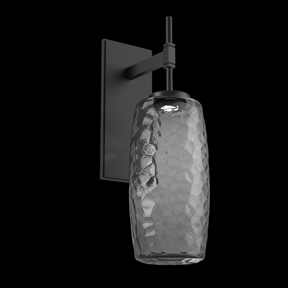 Vessel Tempo Sconce (Large)-Matte Black-Smoke Blown Glass-LED 2700K