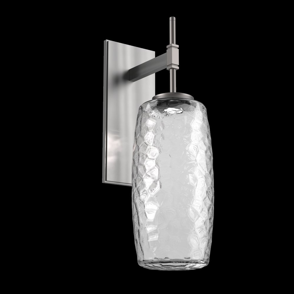 Vessel Tempo Sconce (Large)-Satin Nickel-Clear Blown Glass-LED 2700K