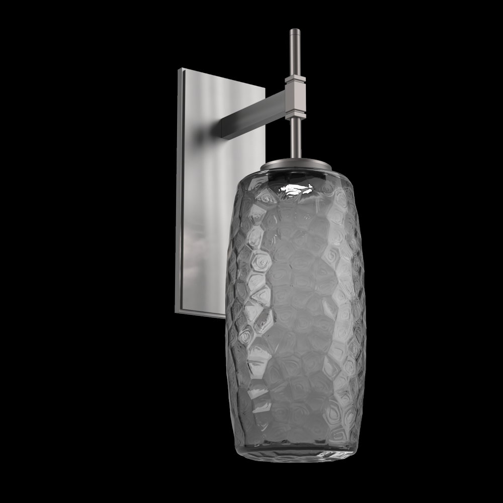 Vessel Tempo Sconce (Large)-Satin Nickel-Smoke Blown Glass-LED 3000K