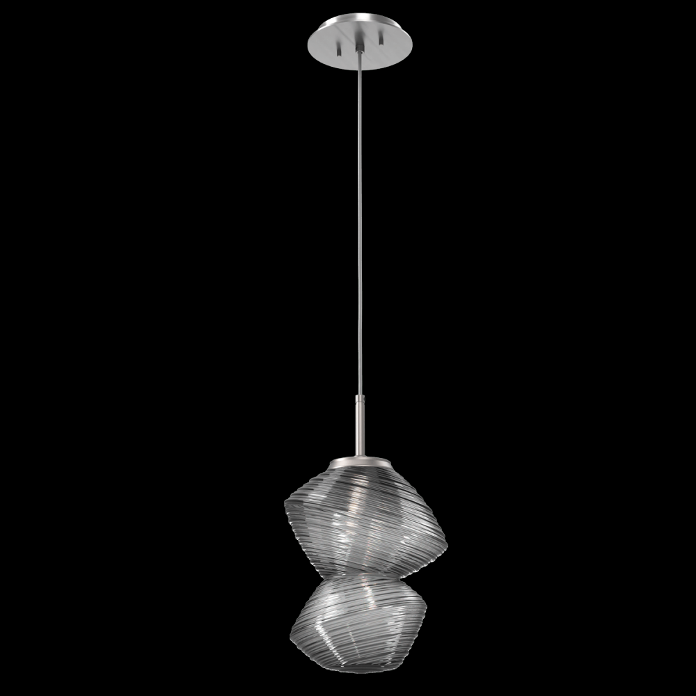 Mesa Pendant-Satin Nickel-Smoke Blown Glass