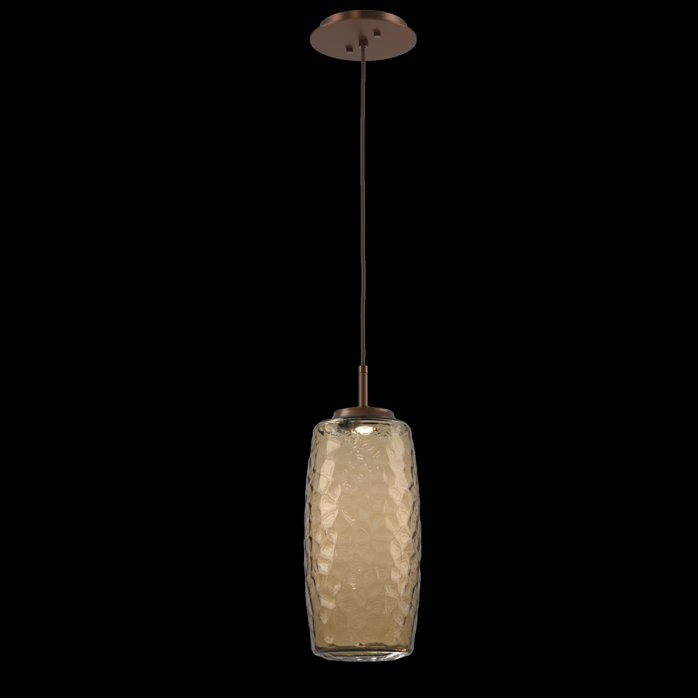 Vessel Pendant (Large)-Burnished Bronze-Bronze Blown Glass-Cloth Braided Cord-LED 3000K