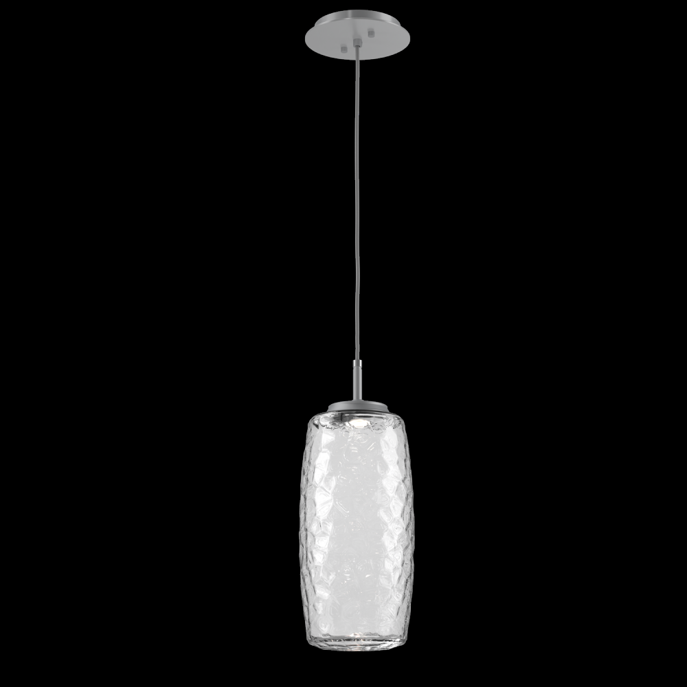 Vessel Pendant (Large)-Classic Silver-Clear Blown Glass-Cloth Braided Cord-LED 2700K